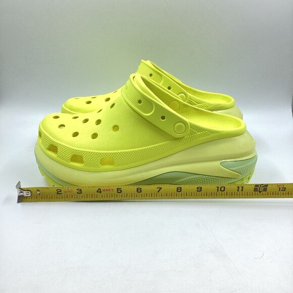 Crocs Mens 9 Womens 11 Classic Mega Crush Yellow Acidity Clog Platform - Picture 8 of 8